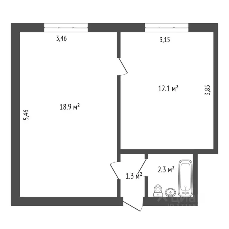 2-к кв. Тюменская область, Тюмень Ткацкий проезд, 8 (41.0 м) - Фото 1