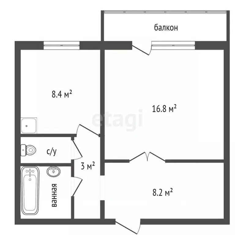 1-к кв. Красноярский край, Красноярск 9 Мая ул., 69 (40.5 м) - Фото 1