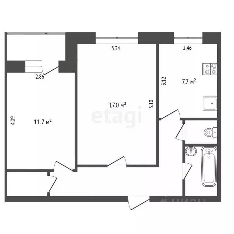 2-к кв. Калужская область, Калуга Малоярославецкая ул., 1 (55.0 м) - Фото 1