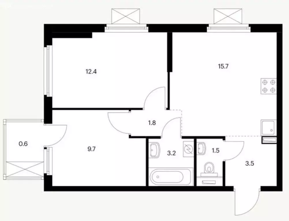 2-комнатная квартира: Казань, жилой комплекс Нокса Парк, 3 (48.4 м) - Фото 0