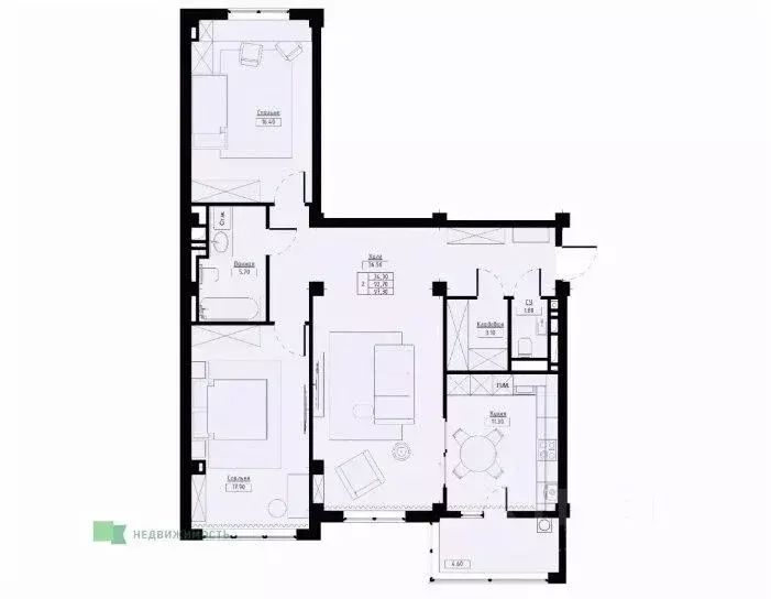 2-к кв. Ставропольский край, Ставрополь Полевая ул., 178стр1 (97.3 м) - Фото 1