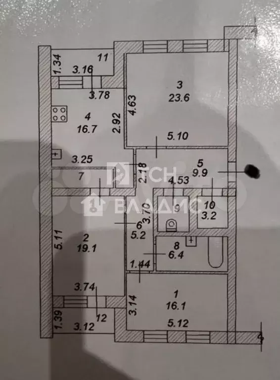 3-к. квартира, 114,1 м, 3/5 эт. - Фото 0