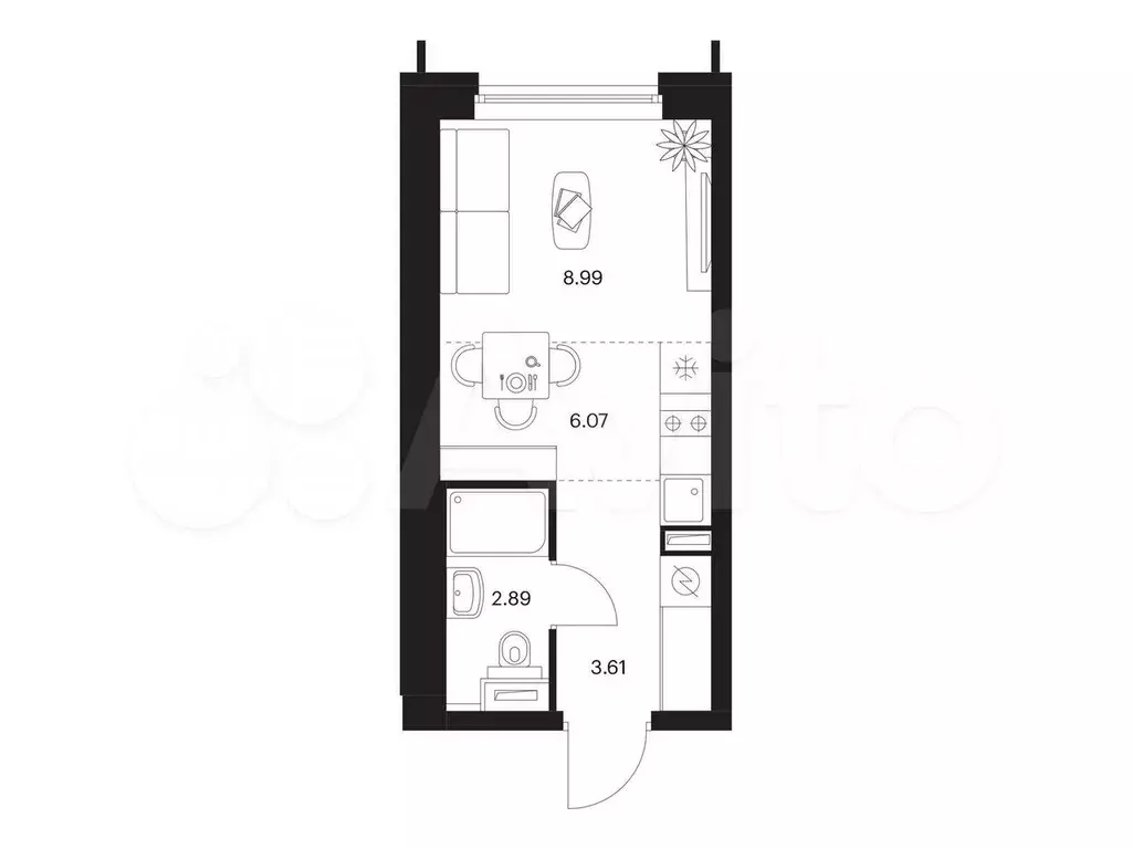Квартира-студия, 21,6 м, 19/32 эт. - Фото 0