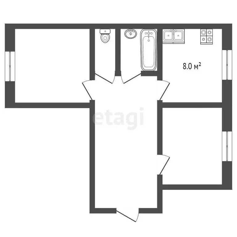 2-комнатная квартира: Тамбов, Полынковская улица, 57 (45.9 м) - Фото 0