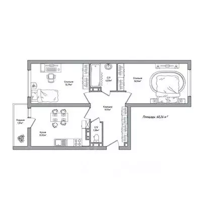 2-к кв. Ярославская область, Ярославль 2-й мкр,  (60.24 м) - Фото 1