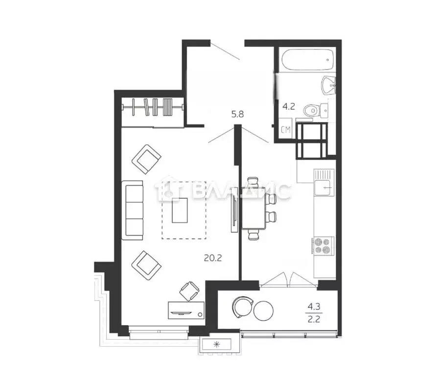 1-комнатная квартира: Засечное, Прибрежный бульвар, 5 (38.1 м) - Фото 1