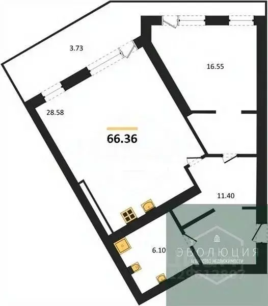 1-к кв. Калининградская область, Янтарный пгт ул. Советская (66.36 м) - Фото 0