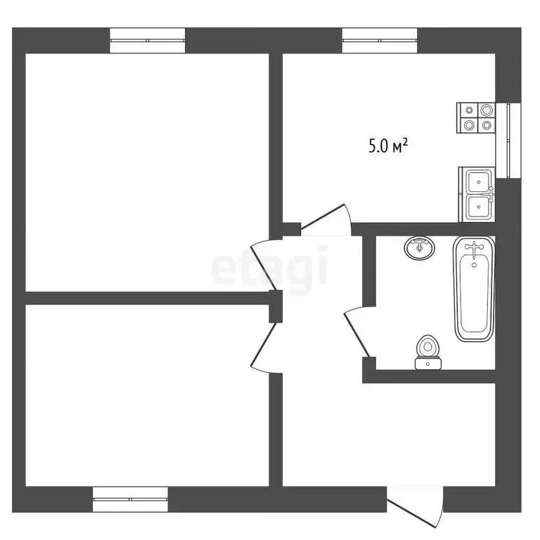 2-комнатная квартира: Камышлов, Вокзальная улица, 12 (42.7 м) - Фото 1