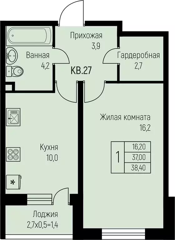 1-комнатная квартира: посёлок Берёзовый, посёлок Прогресс, жилой ... - Фото 0