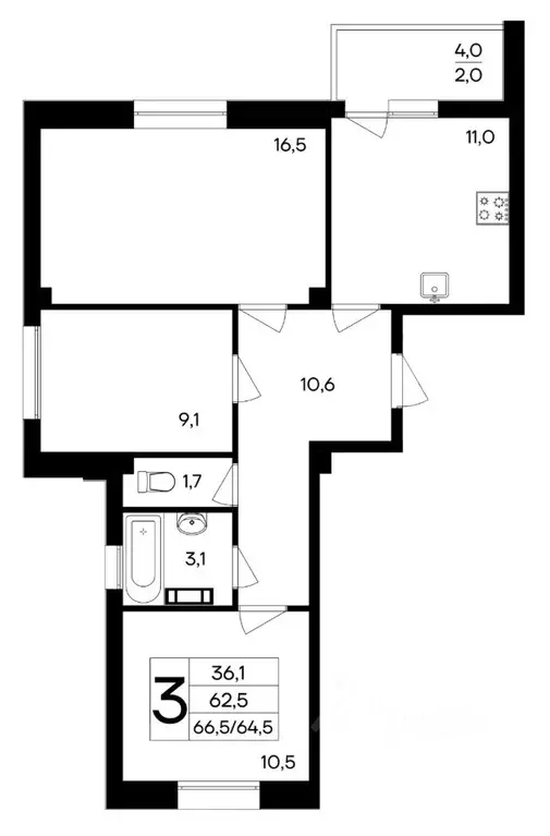 3-к кв. Крым, Симферополь ул. 51-й Армии, уч126 (66.5 м) - Фото 1