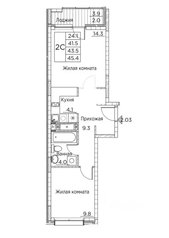 2-к кв. Приморский край, Владивосток ул. Расула Гамзатова, 7к2 (45.4 ... - Фото 0