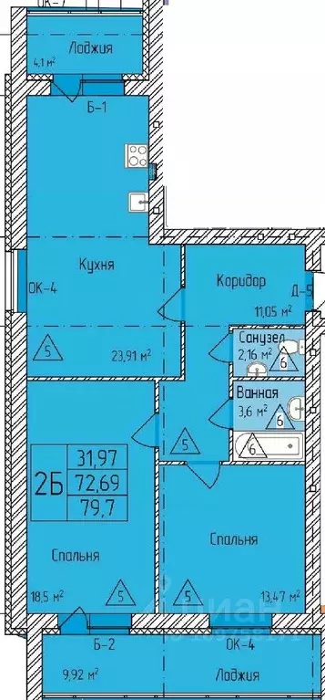 2-к кв. владимирская область, ковров ул. горького, 1 (79.7 м) - Фото 0