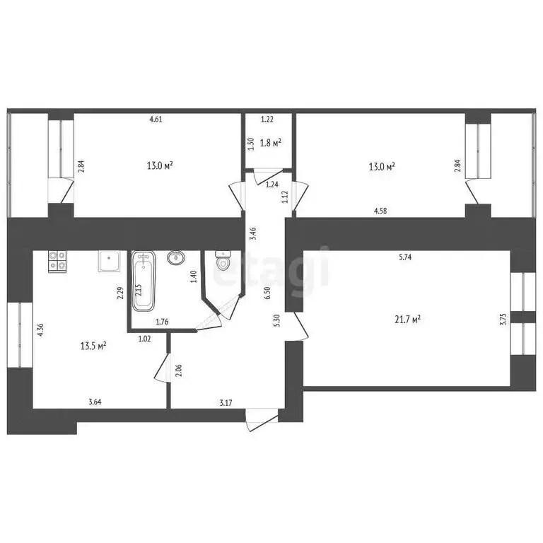 3-комнатная квартира: Тамбов, Державинская улица, 13 (80.6 м) - Фото 0