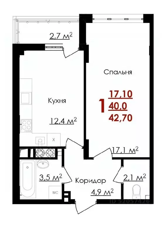 1-к кв. Белгородская область, Белгород ул. Губкина, 54 (42.7 м) - Фото 0