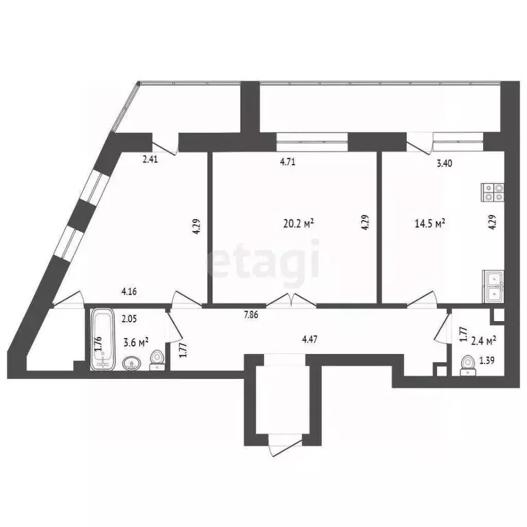 2-к кв. Тюменская область, Тюмень Промышленная ул., 16 (71.1 м) - Фото 1