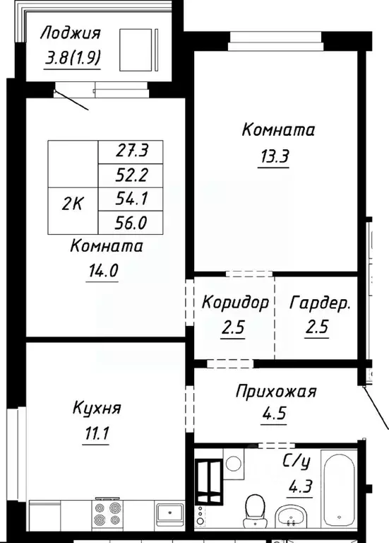 2-к кв. Алтайский край, Барнаул ул. Им. Анатолия Мельникова, 1 (54.1 ... - Фото 0
