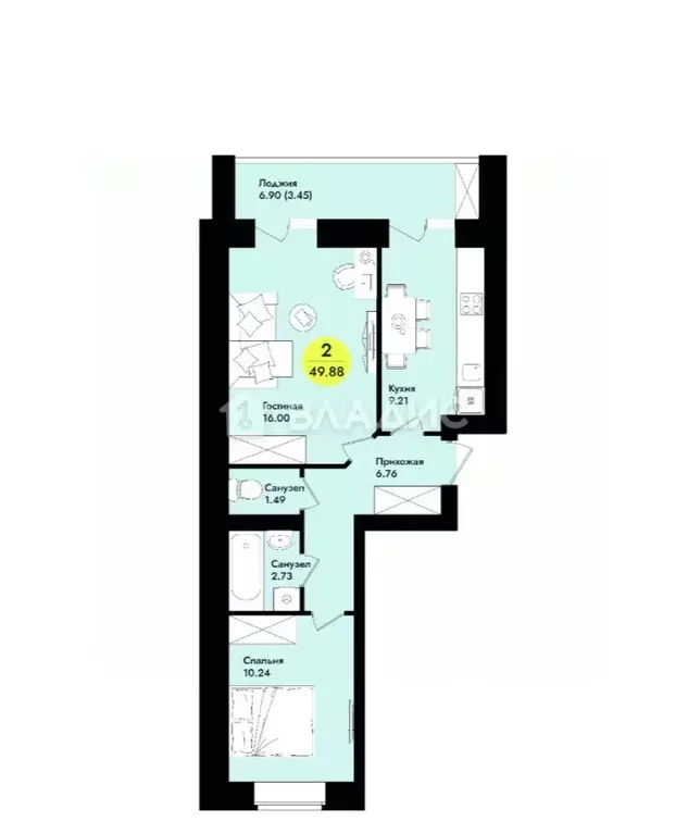 2-к кв. Марий Эл, Йошкар-Ола ул. Мира, 8 (49.88 м) - Фото 1
