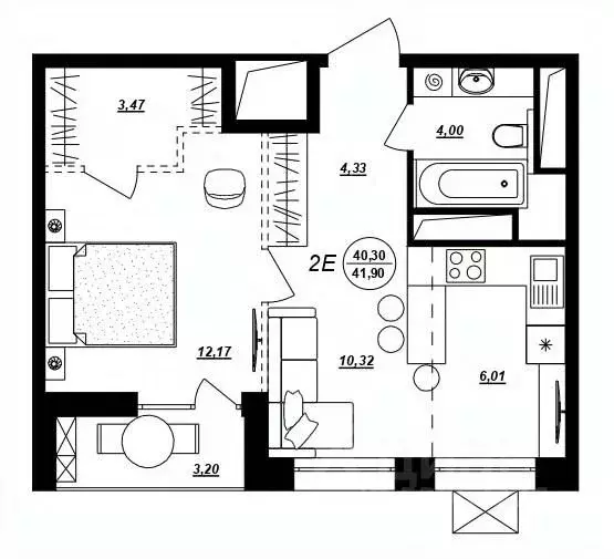2-к кв. Хабаровский край, Хабаровск ул. Демьяна Бедного (41.9 м) - Фото 1