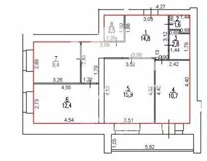 3-к кв. Вологодская область, Вологда ул. Гагарина (73.2 м) - Фото 2