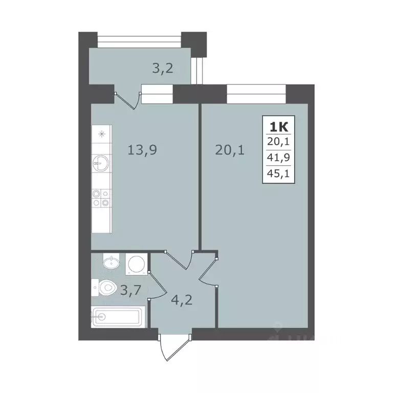 1-к кв. Ставропольский край, Ессентуки  (45.1 м) - Фото 1