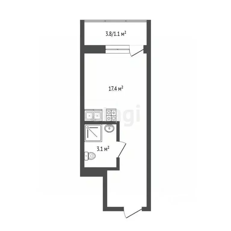 Студия Ростовская область, Ростов-на-Дону ул. Нансена, 103/1/8 (25.0 ... - Фото 2