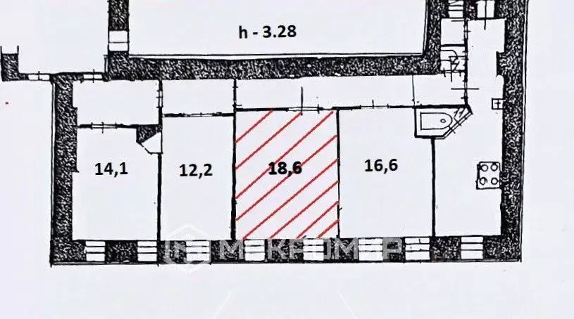 Комната Санкт-Петербург Большая Пушкарская ул., 38 (18.7 м) - Фото 2