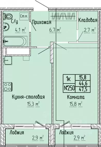 1-к кв. Тверская область, Тверь Атлант жилой комплекс (47.5 м) - Фото 0