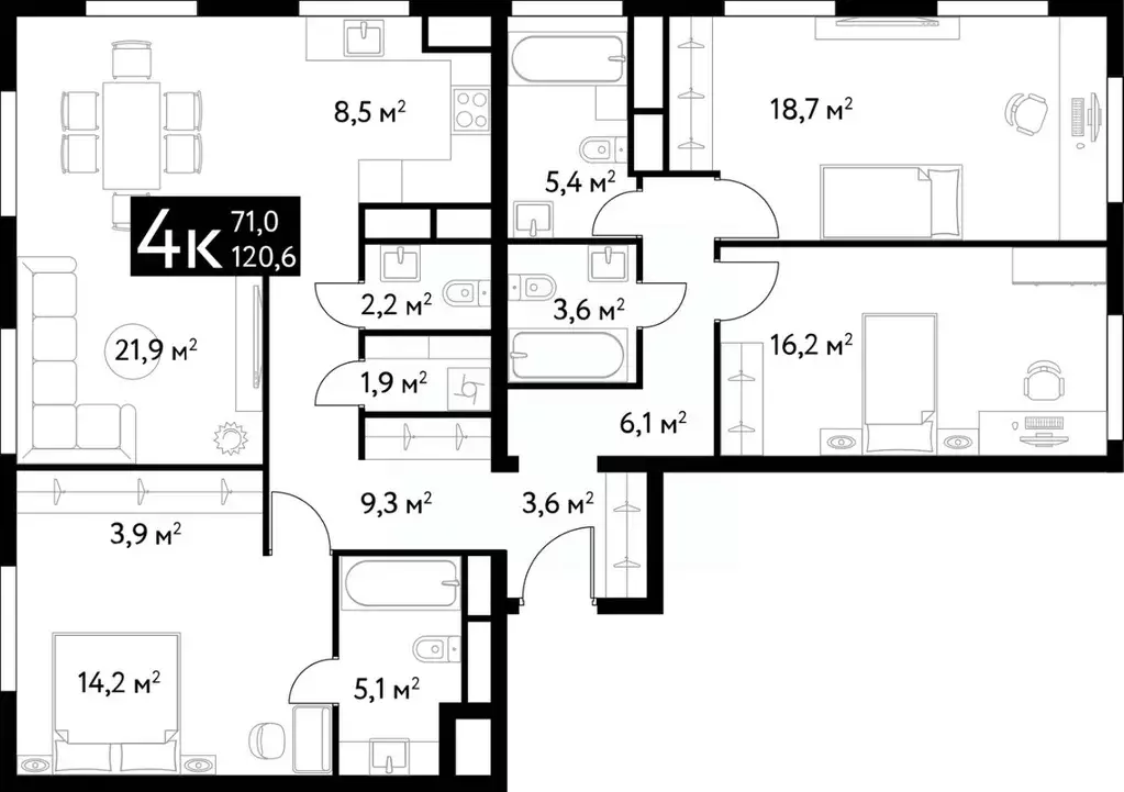 4-к кв. Москва Большая Спасская ул., 35 (120.7 м) - Фото 0