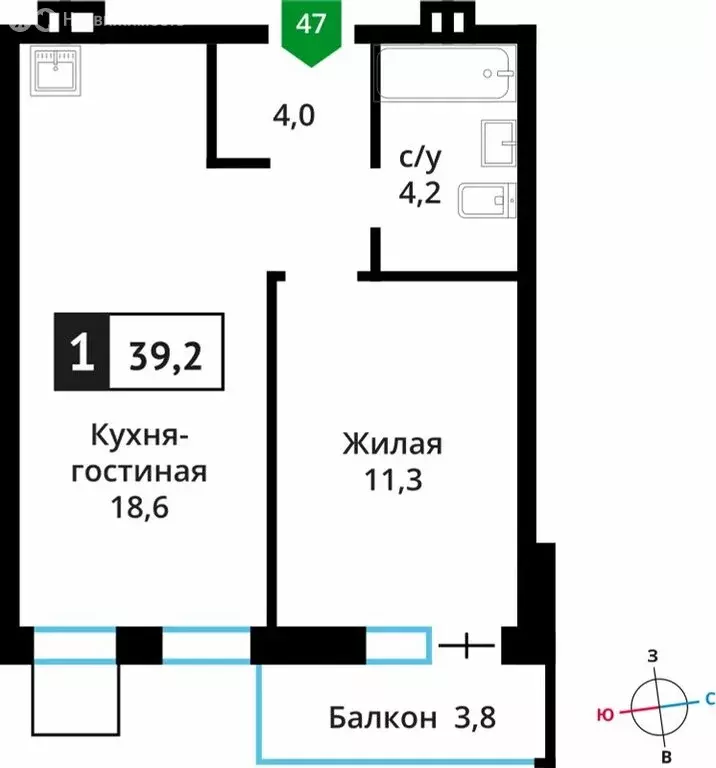 1-комнатная квартира: Аристово, жилой комплекс Лесная Отрада (39.2 м) - Фото 0