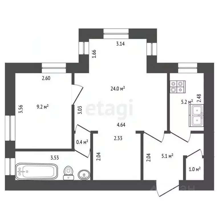 2-к кв. Санкт-Петербург ул. Губина, 8 (50.0 м) - Фото 2