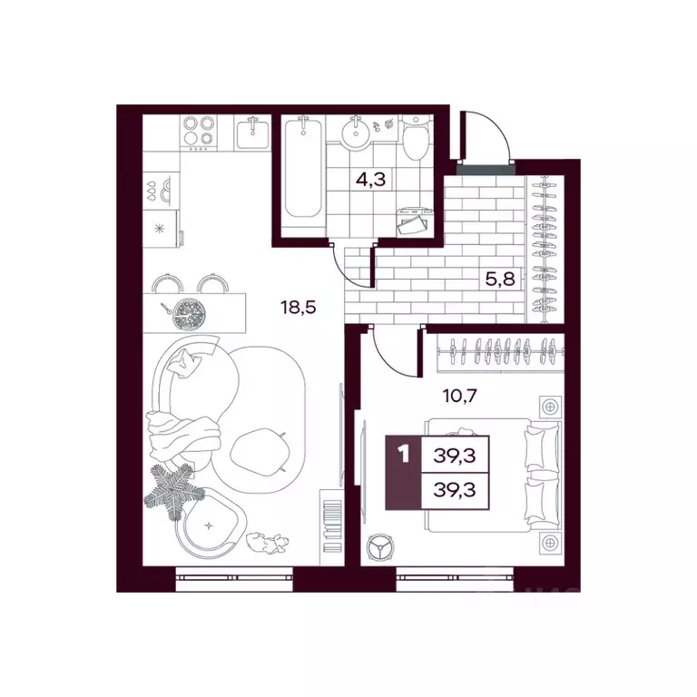 1-к кв. Тюменская область, Тюменский муниципальный округ, д. Дударева ... - Фото 1