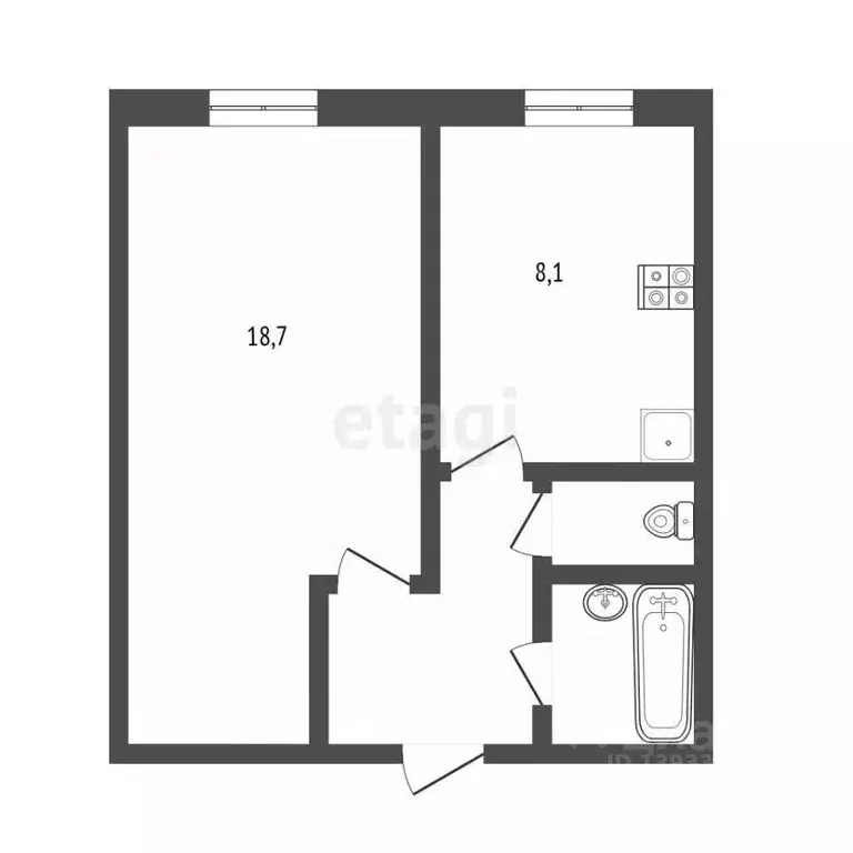 1-к кв. Тюменская область, Тюмень Ямская ул., 77 (35.3 м) - Фото 2