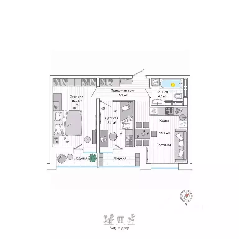 3-к кв. Приморский край, Владивосток ул. Нейбута (53.2 м) - Фото 1