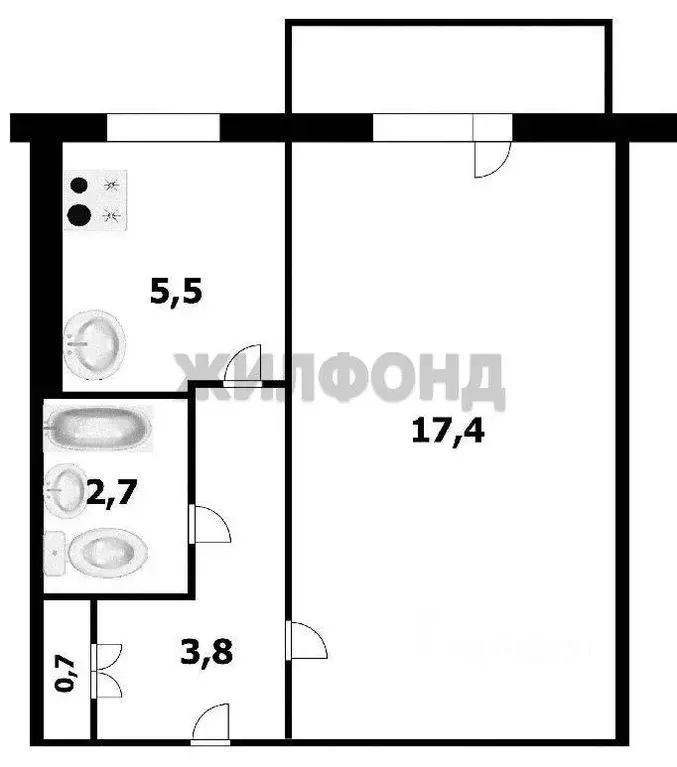 1-к кв. Новосибирская область, Новосибирск ул. Петухова, 74 (30.0 м) - Фото 0