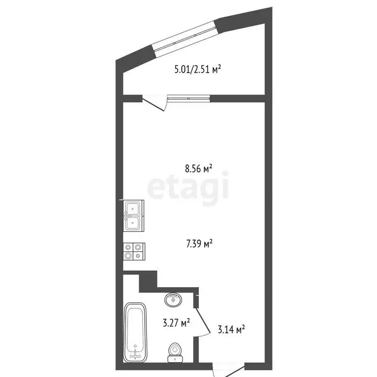 Квартира-студия: Ростов-на-Дону, Привокзальная улица, 3 (24.81 м) - Фото 1