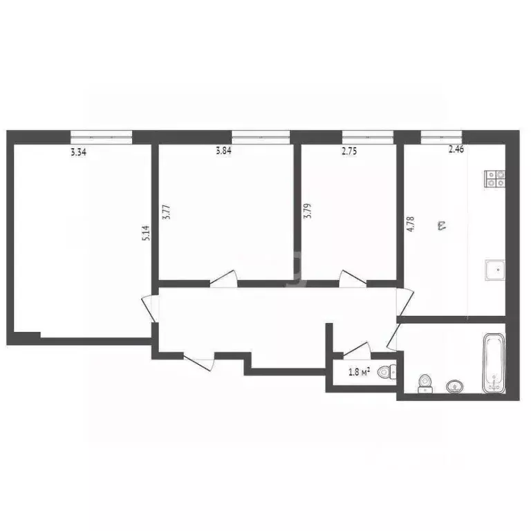 3-к кв. Севастополь ул. Коли Пищенко, 22 (74.7 м) - Фото 2