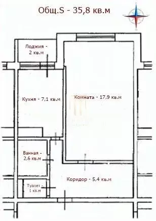 1-к кв. Санкт-Петербург Пулковское ш., 9К4 (35.8 м) - Фото 1