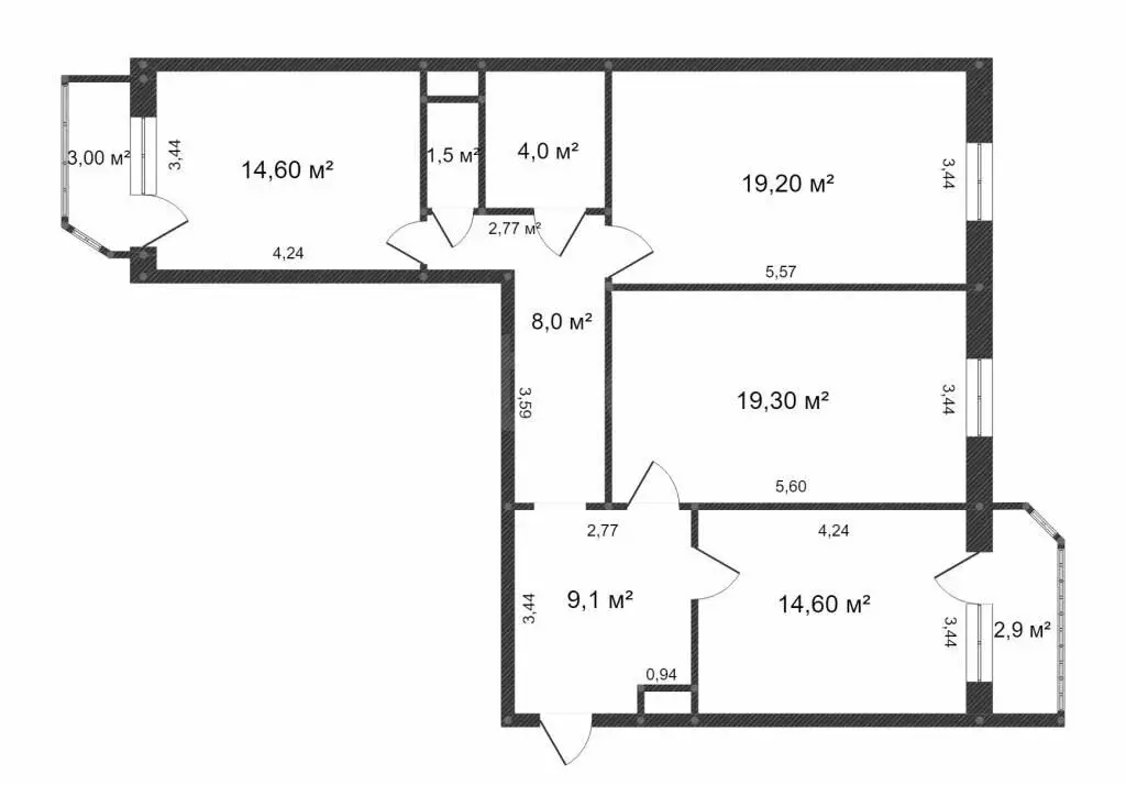 3-комнатная квартира: Тюмень, улица Николая Семёнова, 27к3 (90.4 м) - Фото 1