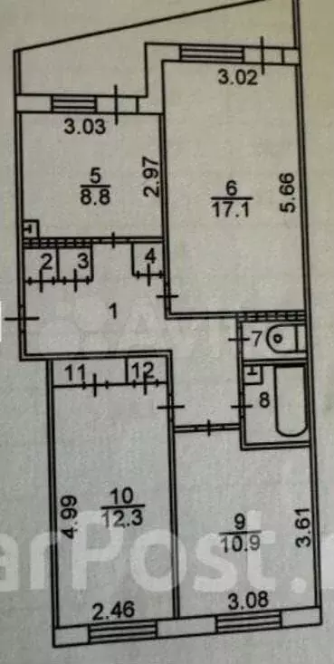 3-к. квартира, 67 м, 2/5 эт. - Фото 0