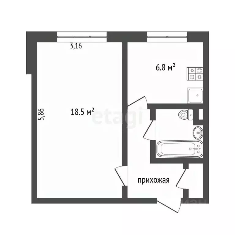 1-к кв. Москва Ярославское ш., 20К1 (32.6 м) - Фото 2