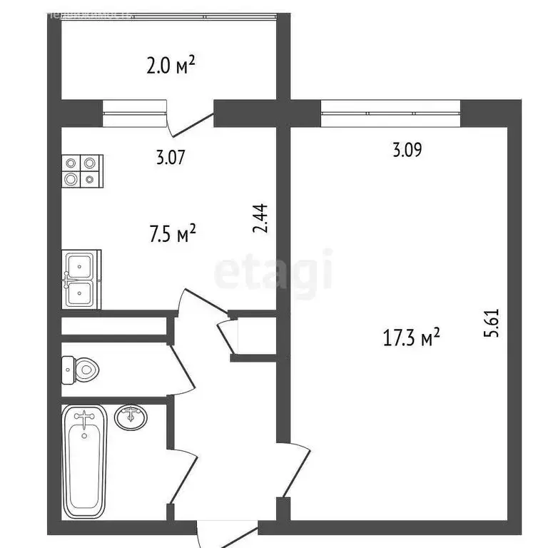 1-комнатная квартира: Печоры, Индустриальная улица, 4 (28 м) - Фото 1