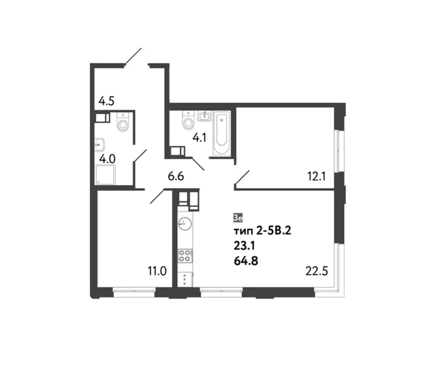 Продаётся 2-к квартира, 64.8 м - Фото 0