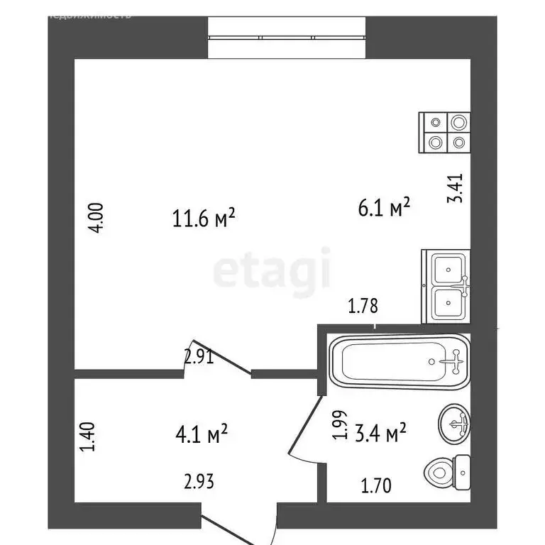 Квартира-студия: Прокопьевск, Коксовая улица, 26Б (25.2 м) - Фото 0
