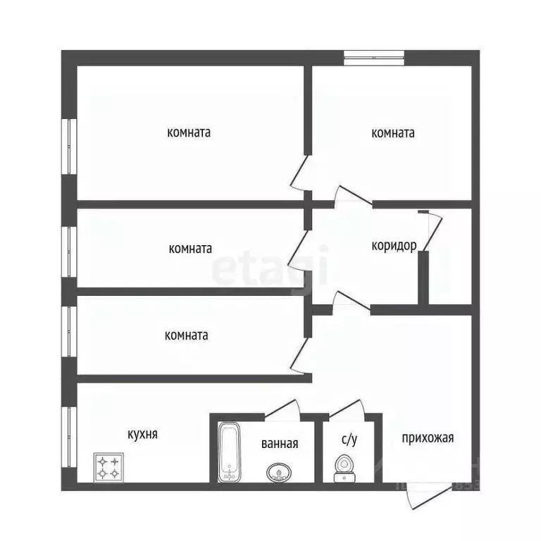4-к кв. Красноярский край, Красноярск ул. Шевченко, 34 (58.2 м) - Фото 1