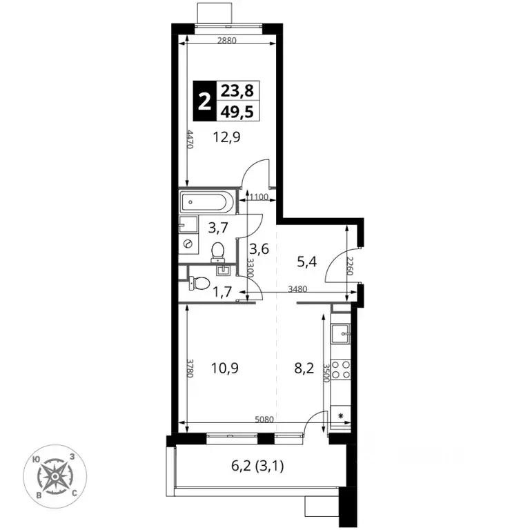 2-к кв. Московская область, Химки Подрезково мкр, 1-й Шереметьевский ... - Фото 1