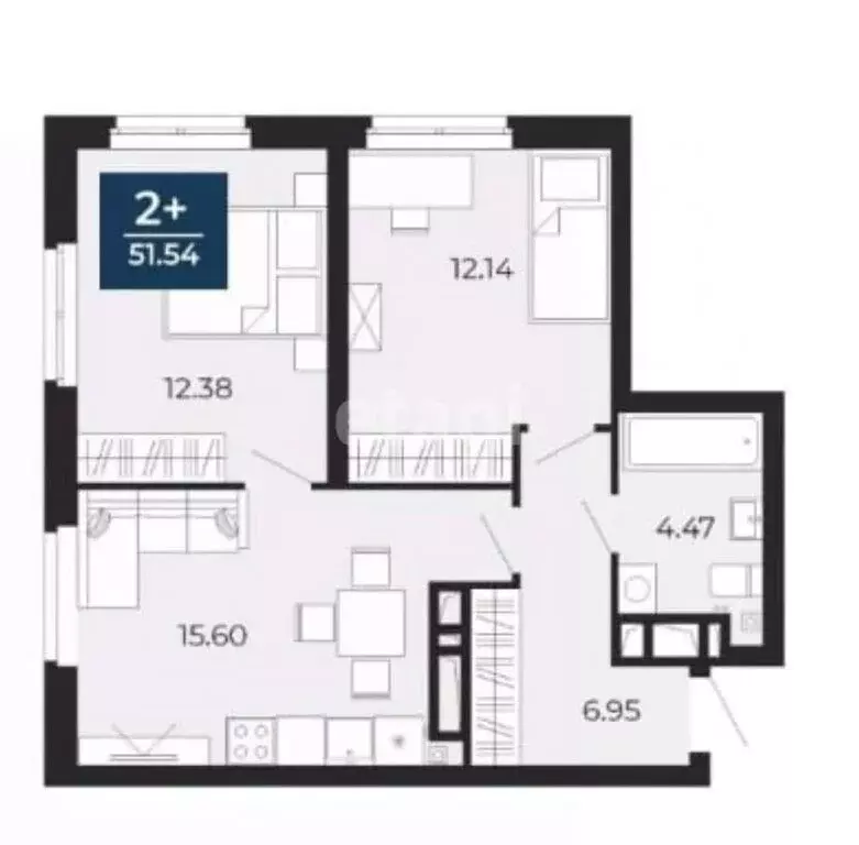 2-комнатная квартира: Тюмень, улица Фармана Салманова, 15 (51.5 м) - Фото 0