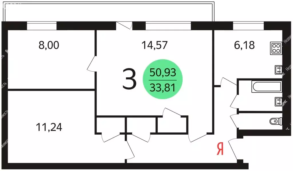 3-комнатная квартира: Черногорск, Юбилейная улица, 21 (47.3 м) - Фото 1