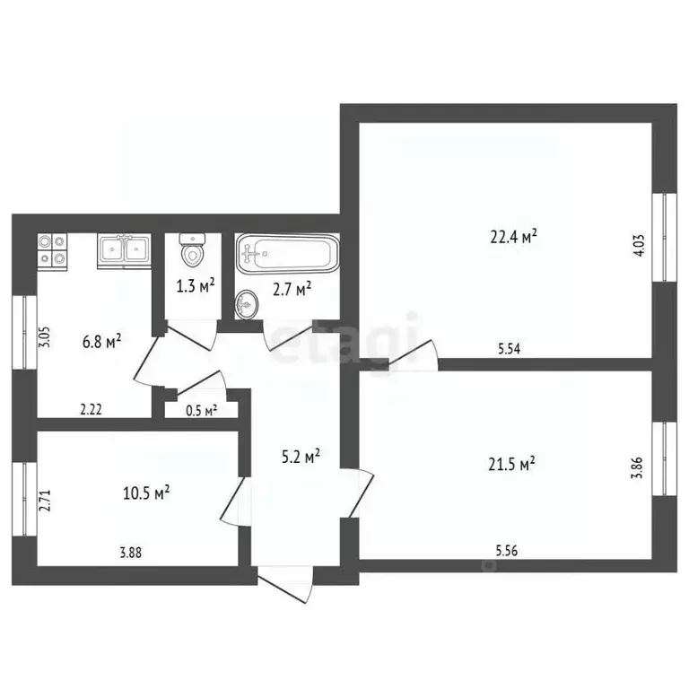 3-к кв. Крым, Сакский район, Новофедоровка пгт ул. Спортивная (73.9 м) - Фото 2