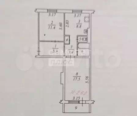 2-к. квартира, 51,4 м, 2/5 эт. - Фото 0