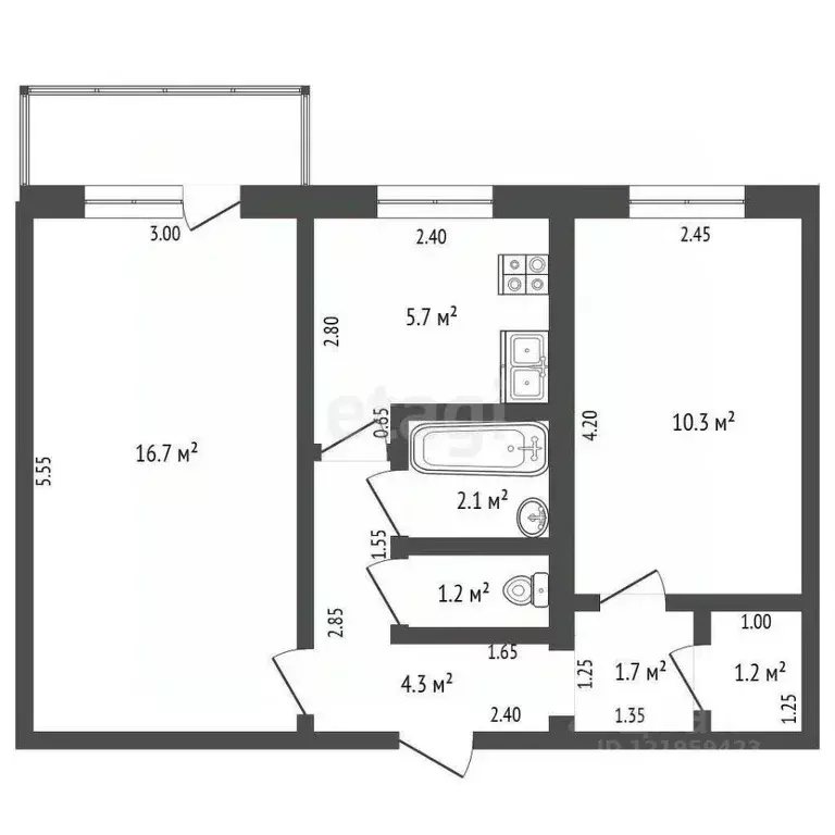 2-к кв. Архангельская область, Коряжма ул. Пушкина, 5 (43.2 м) - Фото 0